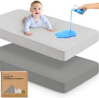 2pk Waterproof Crib Mattress Protector Cover Fitted 52x28 by KeaBabies