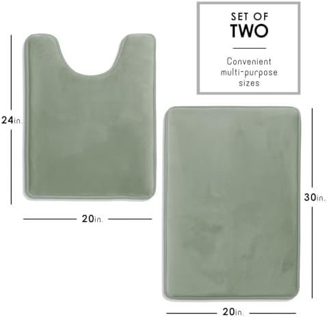 Clara Clark 2 Piece Bathroom Rugs, Velvet Memory Foam Bath Mat Set, Non-Slip - Image 2