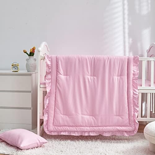 3 Pieces Crib Bedding Set Baby Ruffle Quilted Comforter - Image 4