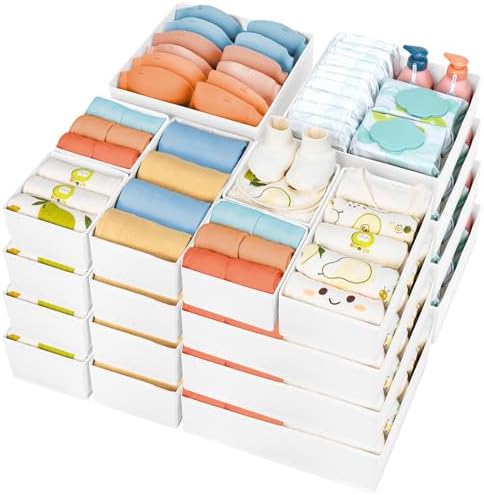 DIMJ Drawer Organizer Clothes, 24 Pack Dresser Organizer, Foldable Closet by DiMJ