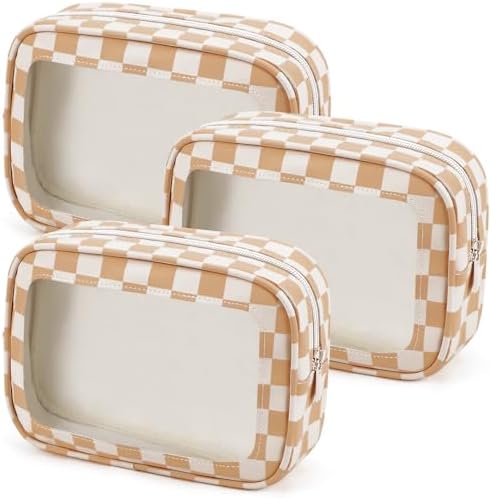YOPCDJ 3PCS Clear Toiletry Bag, TSA Approved Travel Makeup Pouch by YOPCDJ