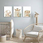 Nursery Wall Decor Set of 3, Cute Animal Lion Elephant Baby Pictures Poster - Image 2