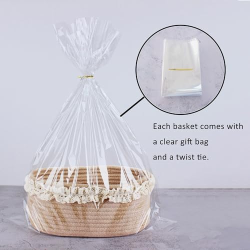 Basket for Gifts Empty, Small Brown Storage Basket for Shelves - Image 2