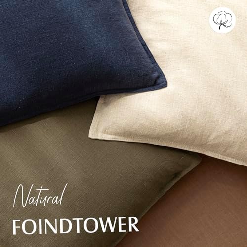 Foindtower Linen Solid Decorative Throw Pillow Covers 16x16 Light Brown - Image 4