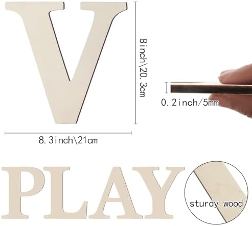 Wooden Letters 8 Inch Large Paintable Wood Letter V - Image 2