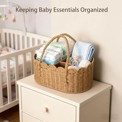 Diaper Caddy Organizer, Paper Rope Storage Baskets Nursery Bin - Image 4