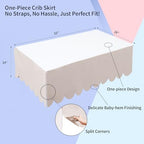 100% Cotton Scallop Edge Crib Bed Skirt, 4-Sided Soft Breathable Cotton Bedding - Image 5
