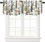 Forest Animal Valance Curtain for Kids Cartoon Tree Job Forest Hunting Lodge by AAVEUP