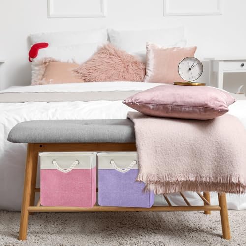 6 Pack 13x13 Inch Cube Storage Bins Fabric Square Cube Baskets - Image 5