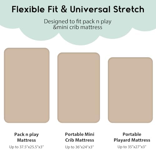 Yoofoss 2-Pack Pack and Play Sheets Fitted 38x26 - Image 3