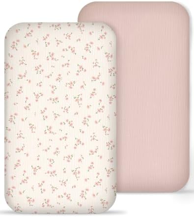 Muslin Bedside Bassinet Sheets 2 Pack by Meowcards