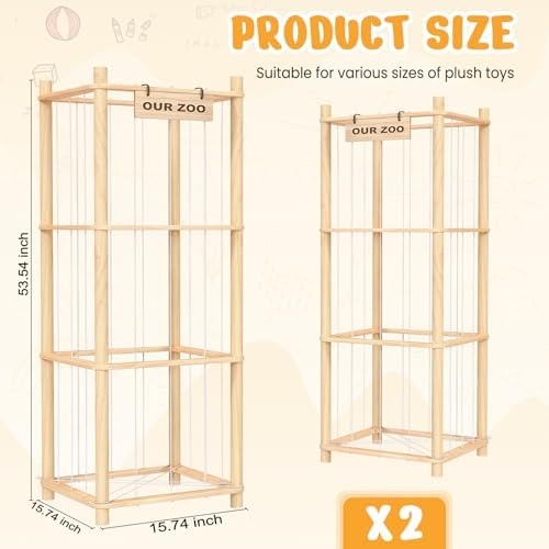 Woodure Stuffed Animal Storage & Organizer, Wooden Cute Zoo Toy Holder - Image 3