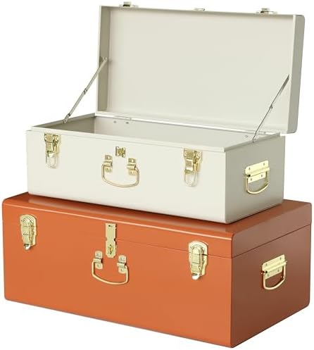 Vixdonos Decorative Large Metal Box Storage Trunk Chest Set of 2 College Dorm by Vixdonos