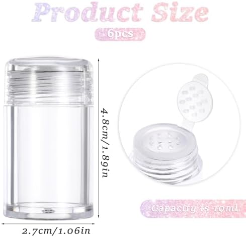 6 Pcs Clear Plastic Loose Powder Bottle Glitter Powder Bottle Baby Powder - Image 2