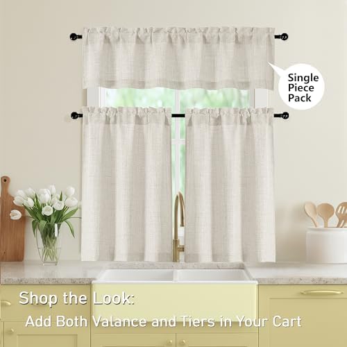 Natural Valances for Windows, Light Filtering Faux Linen Textured Small Short - Image 5
