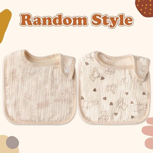 Zainpe 6Pcs Snap Muslin Cotton Baby Bibs Rabbit Bear Sheep Pattern Bandana - Image 7