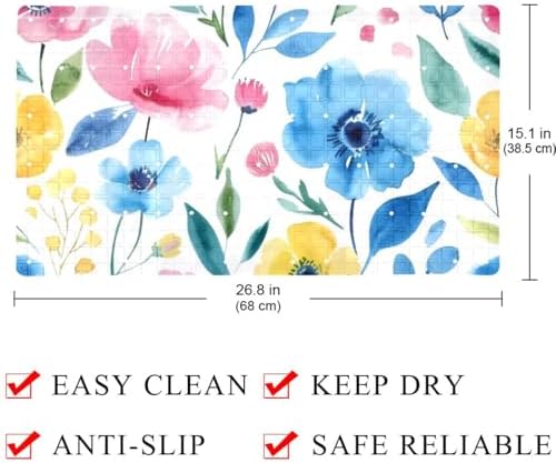 Shower Mat Non Slip 26.8 x 15.1 Inches, Floral Design Bathtub Mat Shower Stall - Image 4