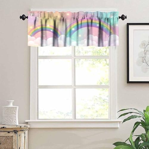 Cute Rainbow Valance, Fantasy Cloudy Pink Sky Magic Princess Landscape Fairy - Image 2