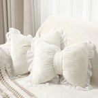 Yousoontic 2 Pcs Bow Throw Pillows 15.7x12.6 in, Waffle Weave Fabric by Yousoontic
