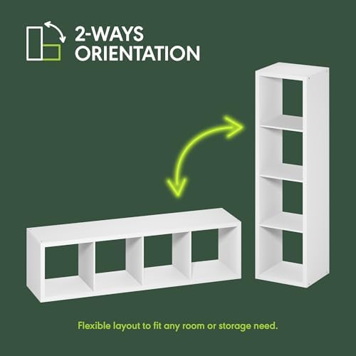 Furinno Cubicle Book Shelf, Vertical 4-Cube Bookshelf, Extra Thick Frame - Image 5