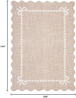 GarveeHome Scalloped Bow Rug 9x12 Washable Camel Rug - Image 2