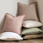 Foindtower Decorative Linen Fringe Lumbar Throw Pillow Covers Cozy Boho - Image 6