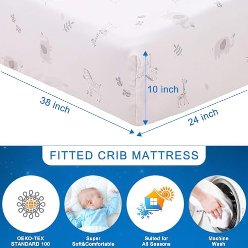 Mini Crib Bedding Set Boy, 3 Piece Baby Bedding Set Nursery Bedding Set Elephant - Image 5