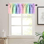 Colorful Rainbow Window Valance, Cartoon Cute Pastel Stripes Polka Dots Print - Image 2