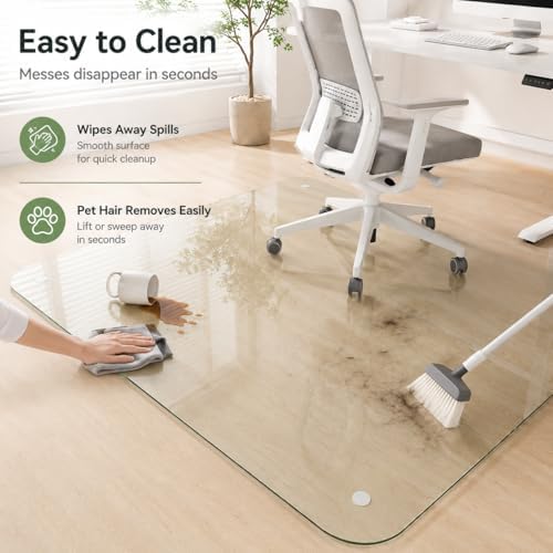 48 x 72 Inch Glass Chair Mat, 1/5 Inch Thick Tempered Glass Office Chair Mat - Image 3