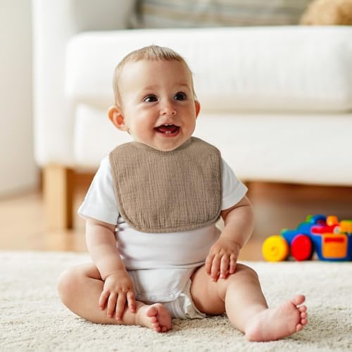 POIKSHARK 6-Pack Muslin Baby Bibs - Image 4