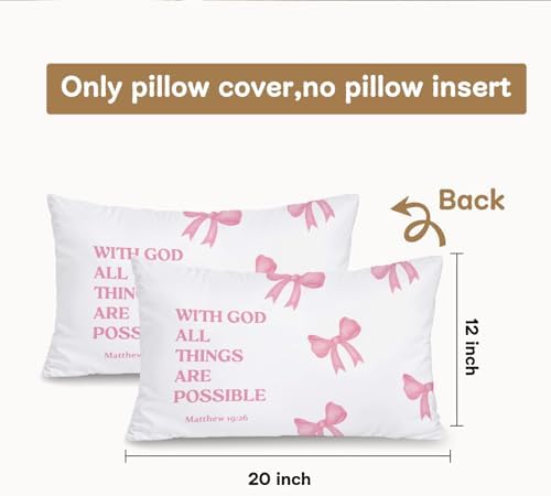 Coquette Pink Bow Christian 12x20 Pillow Cover, Coquette Room Decor, - Image 3