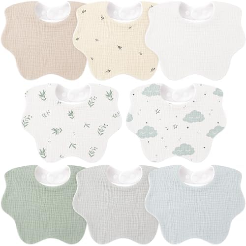 Bearmoss Baby Bibs for Drooling & Teething 8 Pack Muslin Cotton Bibs by Bearmoss