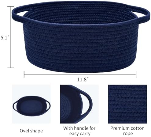 ABenkle Small Basket with Handles, Boho Decorative Rope Woven Dog Cat Toy - Image 2