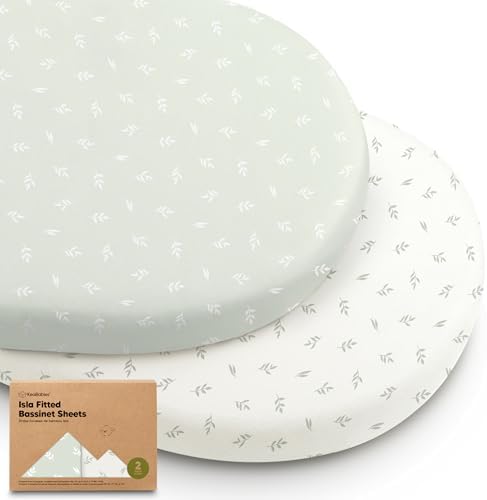2-Pack Baby Bassinet Sheets Girl, 33x17 Bedside Sheets by KeaBabies