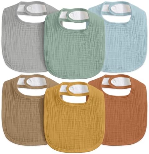 6-Pack Muslin Baby Bibs for Drooling & Teething, Absorbent Bib by CivaruaKids