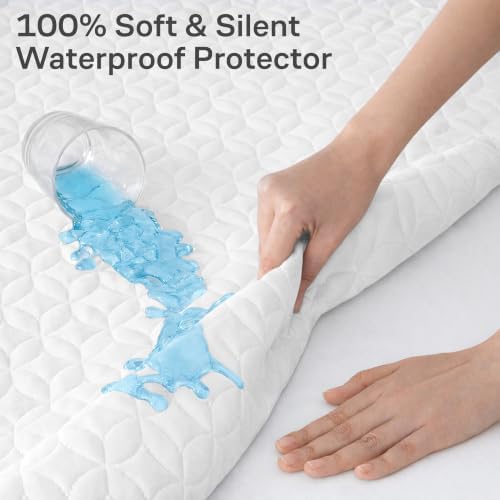 100% Waterproof Noiseless & Breathable Queen Size Mattress Protector -White - Image 2