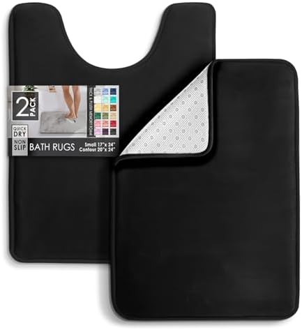 Clara Clark 2 Piece Bathroom Rugs, Velvet Memory Foam Bath Mat Set, Non-Slip - Image 3