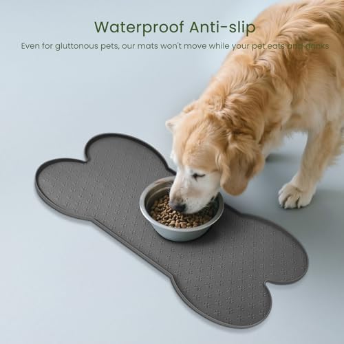 PWTAA Dog Food Mat Anti-Slip Silicone Dog Bowl Mat Thicker Pet Placemat - Image 3