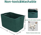 XUANGUO Woven Cotton Rope Storage Baskets 15x10x9.3" 3 Pack Dark Green - Image 2