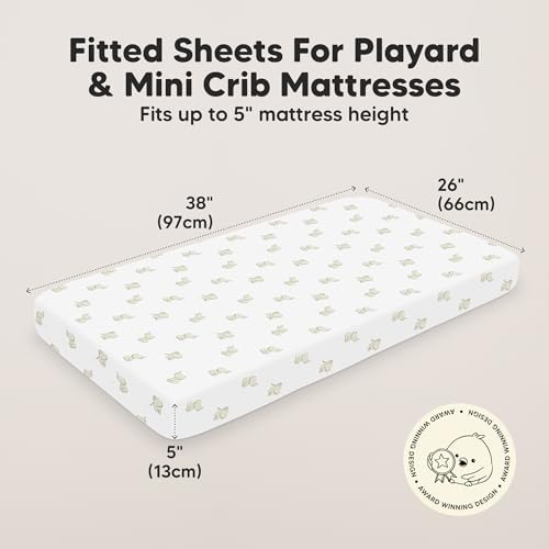 2-Pack Mini Crib Sheets Fitted, 38x26 Pack N Play Mattress Sheets - Image 3