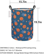 QUEENLALA Large Foldable Round Storage Basket Laundry Hamper, Basketball - Image 2