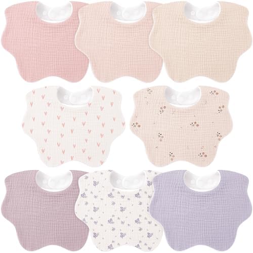 Bearmoss Baby Bibs for Drooling & Teething 8 Pack Muslin Cotton Bibs by Bearmoss