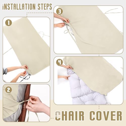 Tudomro 4 Pcs Outdoor High Back Chair Cushion Covers Waterproof Patio - Image 4