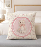 White Cat Pillow Cover 18x18 - Image 4