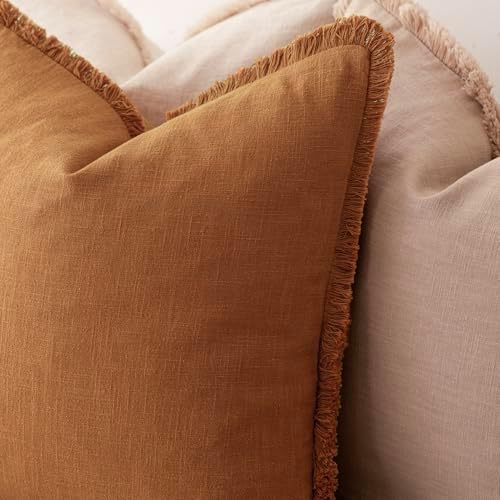 Foindtower Decorative Linen Fringe Throw Pillow Covers Cozy Boho Farmhouse - Image 5