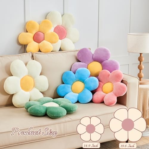 Kcvvcr Purple Flower Pillow, 14.9" Cute Flower Shaped Floor Pillow, Aesthetic - Image 2