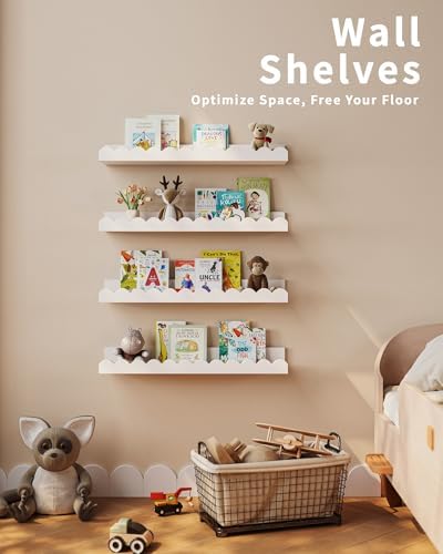 Shario Nursery Book Shelves, Scalloped Shelves, Wall Book Shelves - Image 4