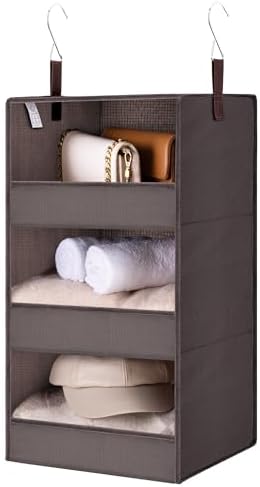 GRANNY SAYS 3-Shelf Hanging Closet Organizer, Foldable Storage, Dark Brown by GRANNYSAYS