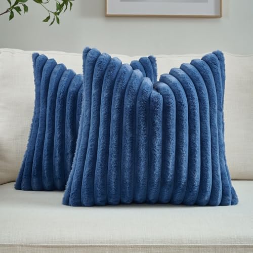 FUTEI Pack of 2 Faux Fur Throw Pillow Covers 24x24 Inch by FUTEI