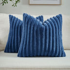 FUTEI Pack of 2 Faux Fur Throw Pillow Covers 24x24 Inch by FUTEI